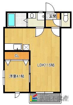リテラ井尻クアトロ(1LDK/2階)の間取り写真
