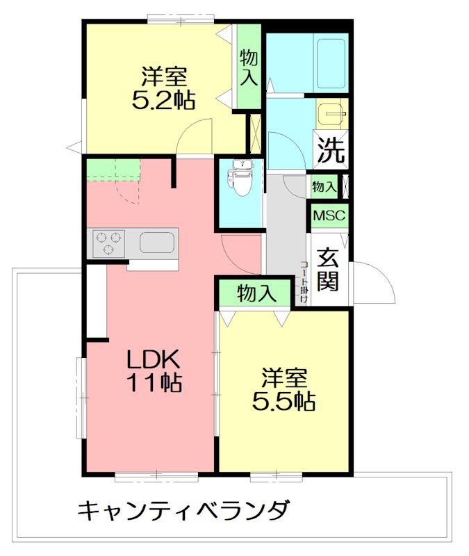 MAISON DE ESPOIR(2LDK/1階)の間取り写真