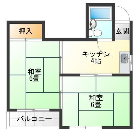 朋栄マンション(2K/5階)の間取り写真
