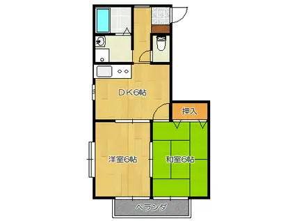 ハイツ山形2(2DK/2階)の間取り写真