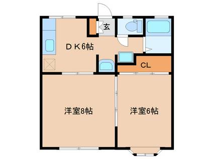 ラルジュA(2DK/1階)の間取り写真