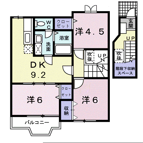 アンソレイエII(3DK/2階)の間取り写真