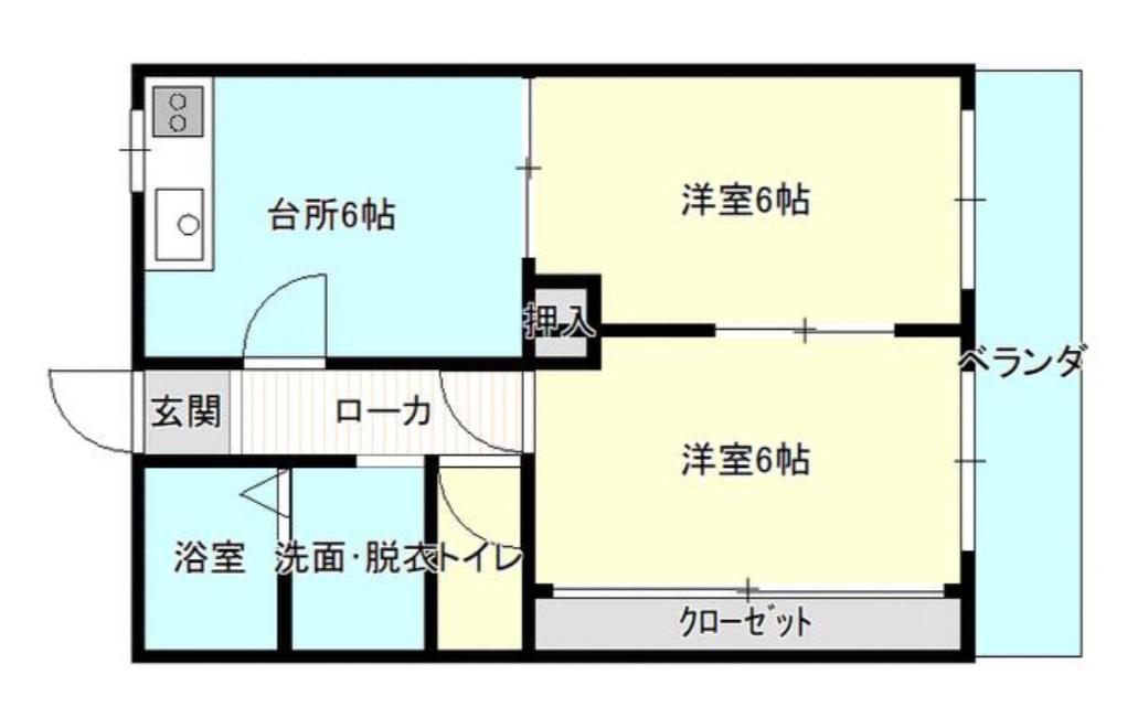 サンハイツK(2DK/1階)の間取り写真