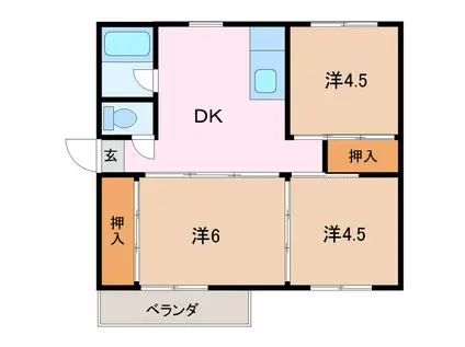 小中マンション(3DK/3階)の間取り写真