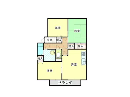 フルール・カサイ(3DK/1階)の間取り写真