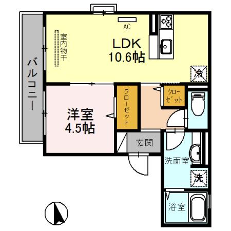 リ コート ステラ(1LDK/2階)の間取り写真