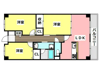 サワン東太田(3LDK/4階)の間取り写真