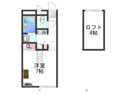レオパレス六条(1K/1階)の間取り写真