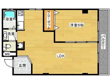 第5TYハイム(1LDK/3階)の間取り写真