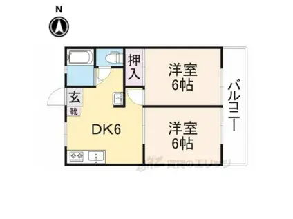 ジーライズ山科東野(2DK/2階)の間取り写真