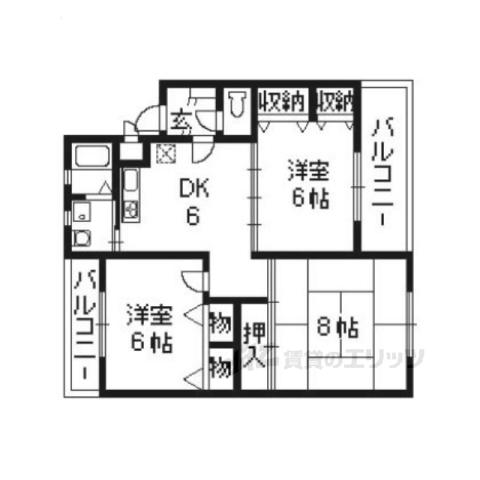 カーサNAKAMURA2(3DK/4階)の間取り写真