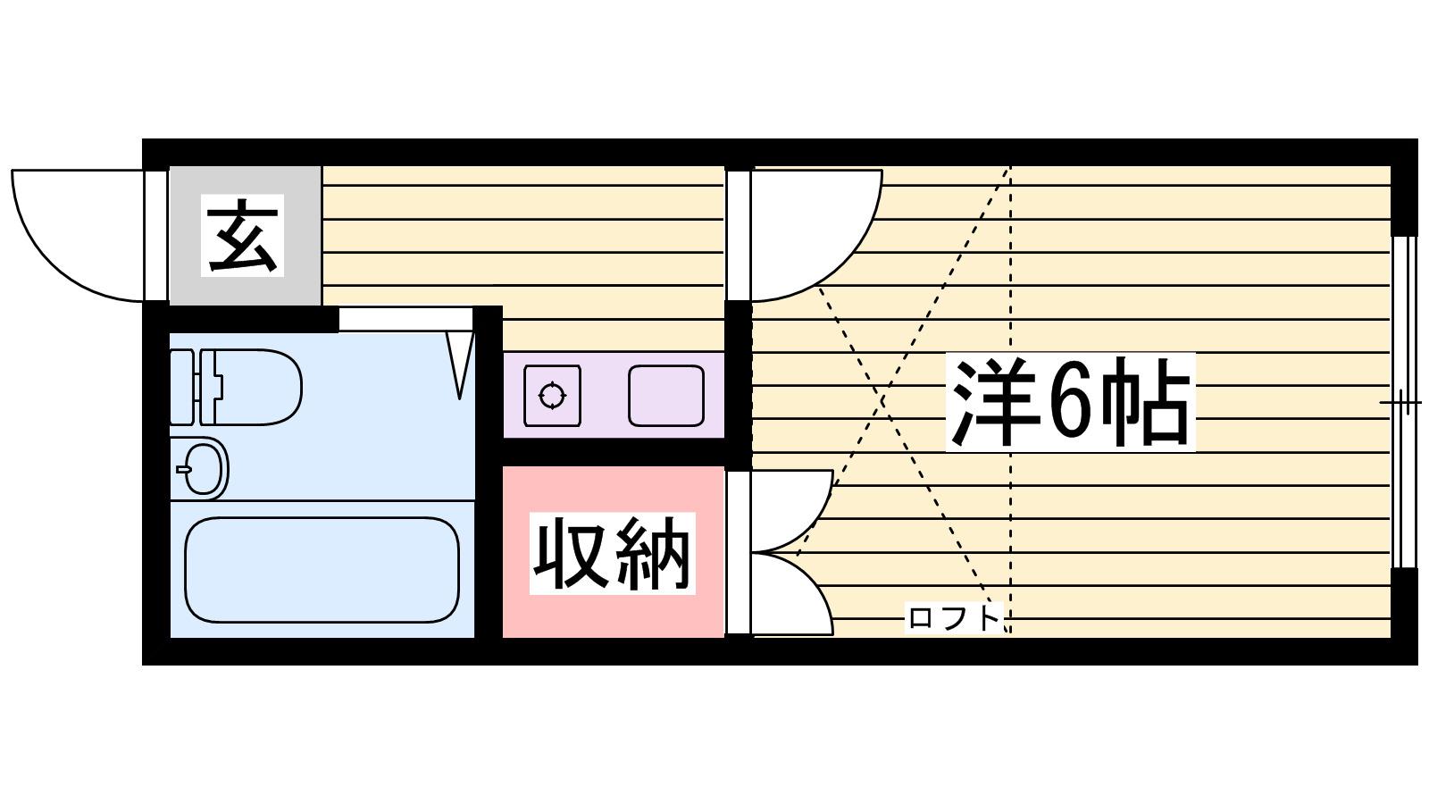 ジョイパレス新在家(1K/2階)の間取り写真