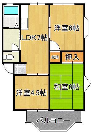 ウィンディアK(3DK/2階)の間取り写真