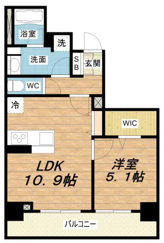 LAZO内久宝寺(1LDK/10階)の間取り写真