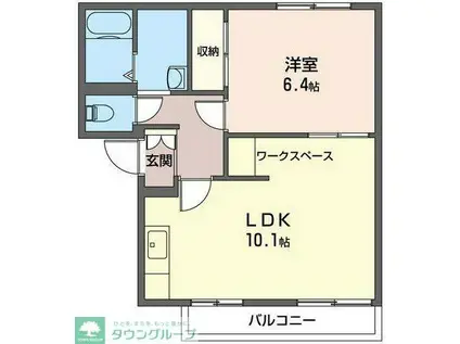 ウインズC(1LDK/1階)の間取り写真