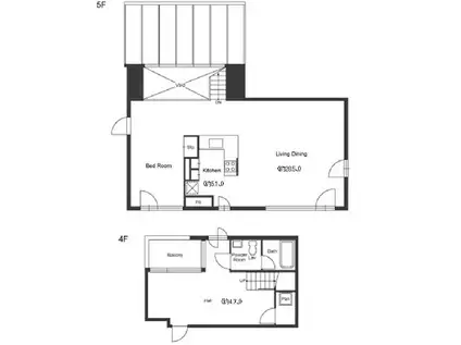 グランカーサ六本木(1LDK/4階)の間取り写真