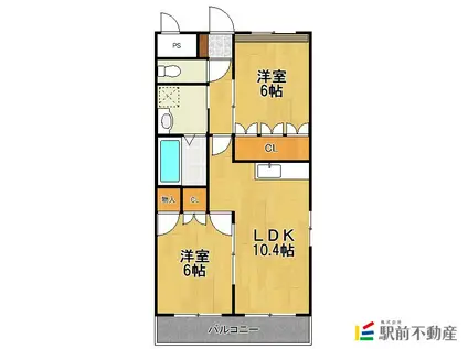 甘木鉄道 基山駅 徒歩16分 2階建 築19年(2LDK/1階)の間取り写真