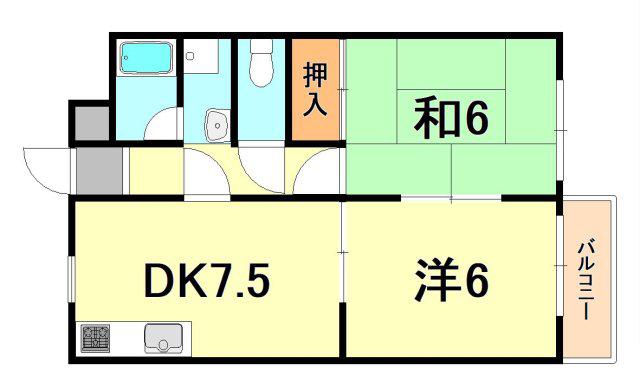 ハイツアメニティ(2DK/2階)の間取り写真