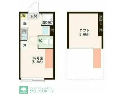 ハーモニーテラス上井草V(ワンルーム/1階)の間取り写真