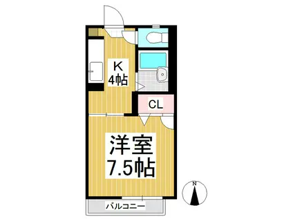 レーベン新田(1K/1階)の間取り写真