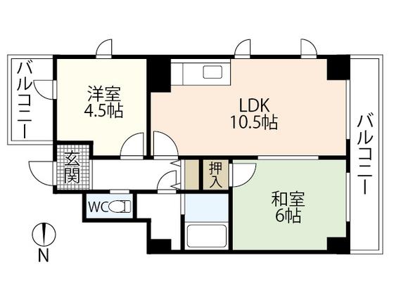 ハーモニー白島(2LDK/4階)の間取り写真