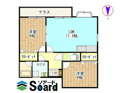 MIKIハイツI(2LDK/2階)の間取り写真