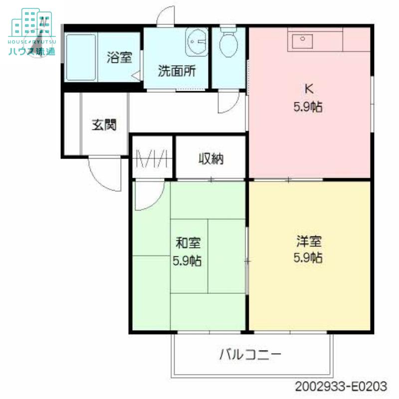 バリュージュ富の原E棟(2K/2階)の間取り写真