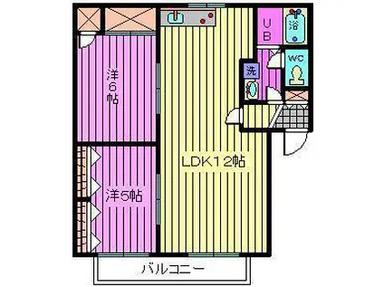 クレストコートA・B棟(2LDK/1階)の間取り写真