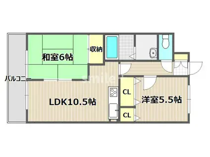 セブンス・ヘブン今(2LDK/2階)の間取り写真