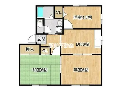 アドバンス21 A棟(3DK/2階)の間取り写真