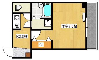 ふるどいビル(1DK/3階)の間取り写真