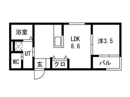 スターブル野並(1LDK/3階)の間取り写真