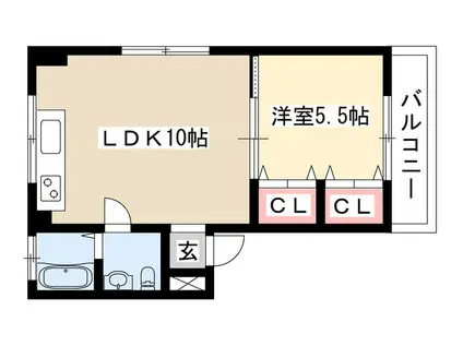SAN上社(1LDK/2階)の間取り写真