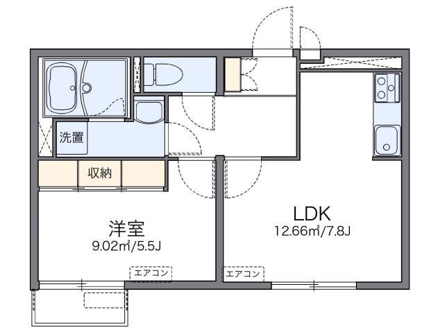 レオネクストファイブストリート(1LDK/2階)の間取り写真