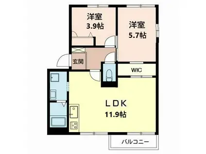 ハイツあすか路II(2LDK/2階)の間取り写真