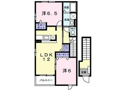 サニー・ヒルトップI(2LDK/2階)の間取り写真