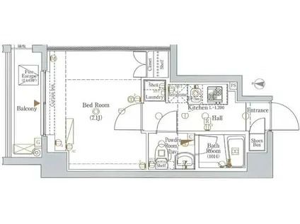 ヴァローレクオリタ清澄白河(1K/5階)の間取り写真