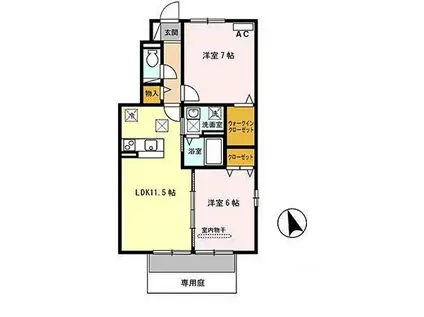 ディアコート・I 弐番館(2LDK/1階)の間取り写真