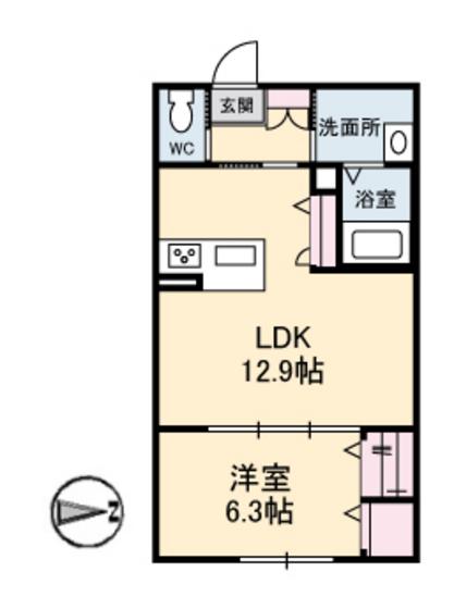 ヴァンレーベ(1LDK/1階)の間取り写真