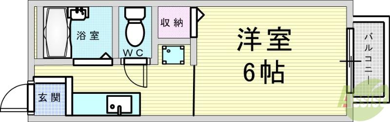 ヴィラージュみのお A(1K/2階)の間取り写真
