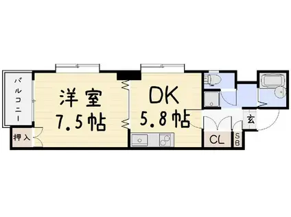 リファレンス北方II(1DK/9階)の間取り写真