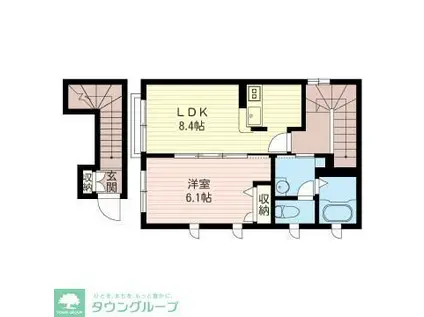 ガーデンコートハナ(1LDK/2階)の間取り写真