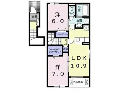 ニューライツ・エム I(2LDK/2階)の間取り写真