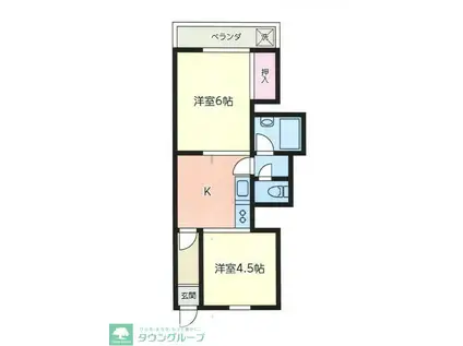 玉木マンション(2K/6階)の間取り写真