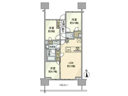 シティタワー品川パークフロント(3LDK/13階)の間取り写真