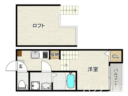 ハーモニーテラス和白駅前(1K/1階)の間取り写真