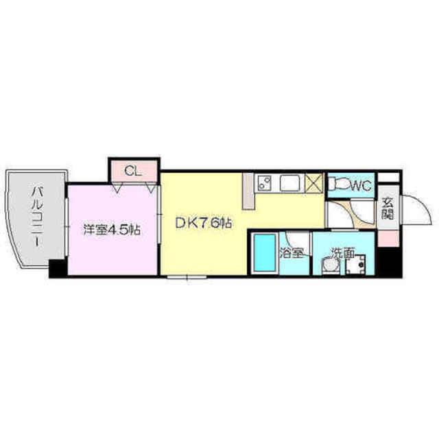 ルクレ新大阪レジデンス(1DK/6階)の間取り写真