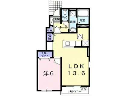 コリーヌ M(1LDK/1階)の間取り写真