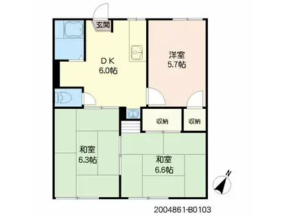 グリーンプラザ鶴見(3DK/1階)の間取り写真