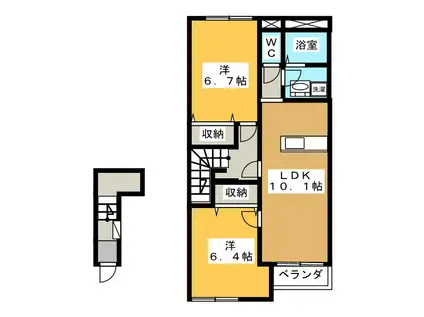 グランシャリオ大原II(2LDK/2階)の間取り写真